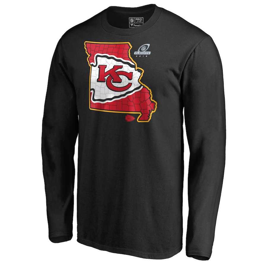 Men's Chiefs Black 2018 NFL Playoffs Long Sleeve T-Shirt,We sell and wholesale Men's Chiefs Black 2018 NFL Playoffs Long Sleeve T-Shirt on line form chian!